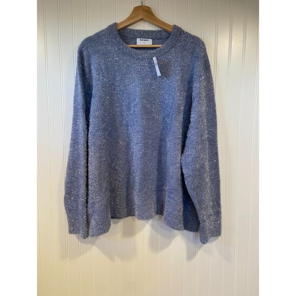 OLD NAVY SWEATER WOMEN'S SZ 4XL EYELASH SHINE ROUND NECK LONG SLEEVE PERIWINKLE - Picture 2 of 6